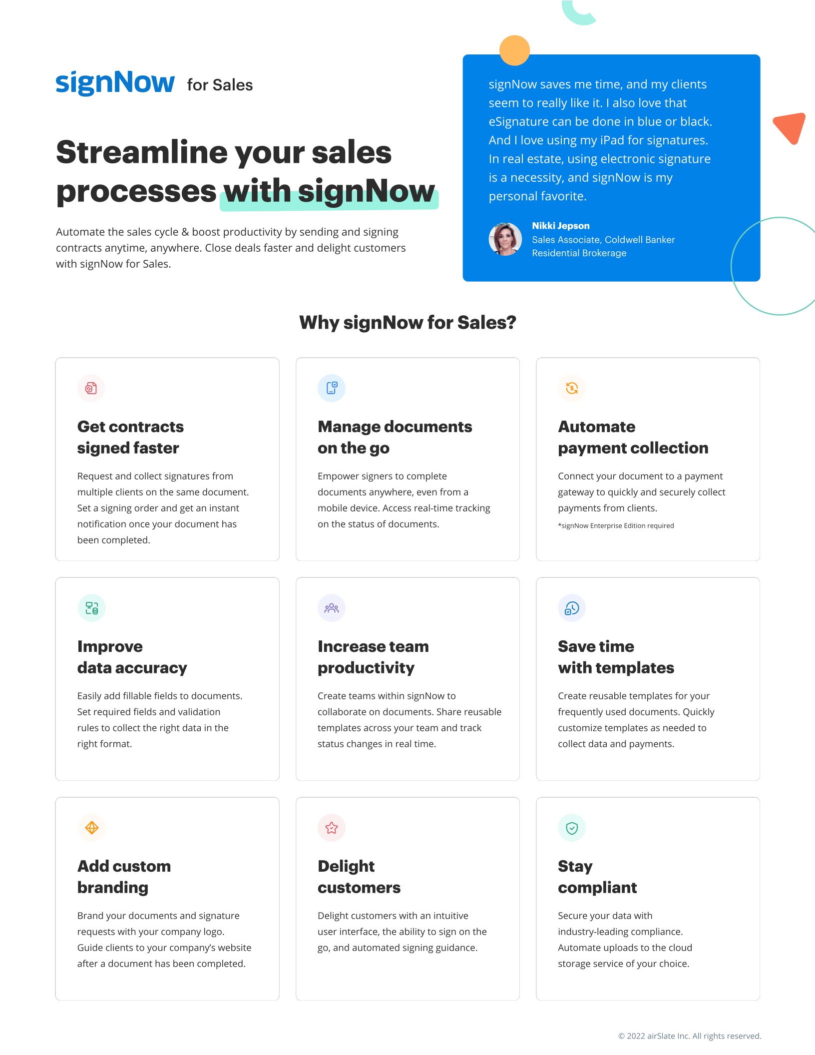 signNow for Sales: Solution overview